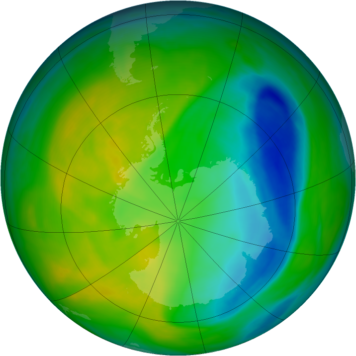 Antarctic ozone map for 17 November 2005